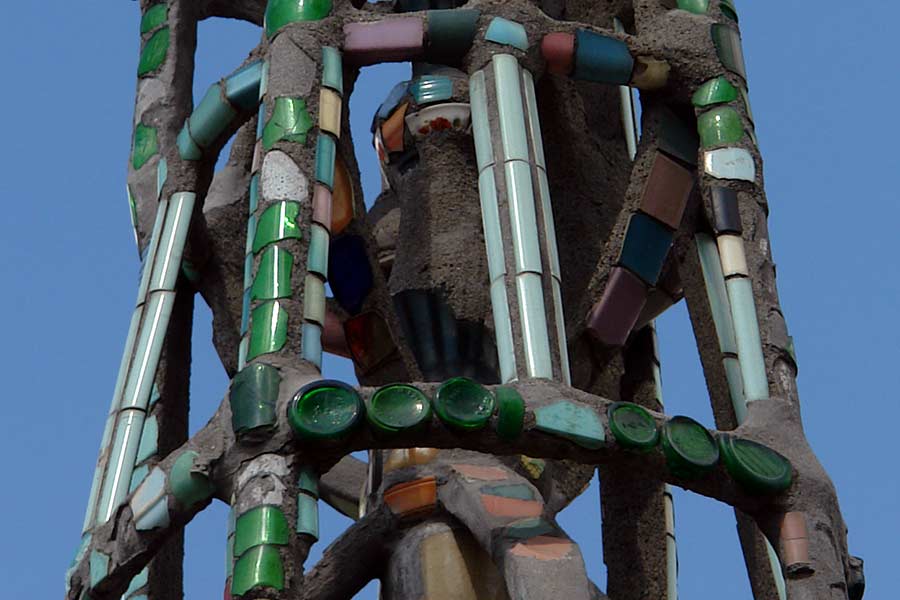 The Watts Towers as seen from the rear of the parcel of land where Sam Rodia had lived and worked in his spare time.