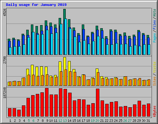 Daily usage for January 2019